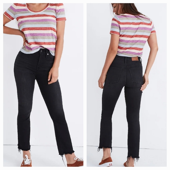 Madewell Cali Demi Bootcut Jeans in Berkeley Black Raw Hem Chewed, Size 25 - Picture 4 of 17